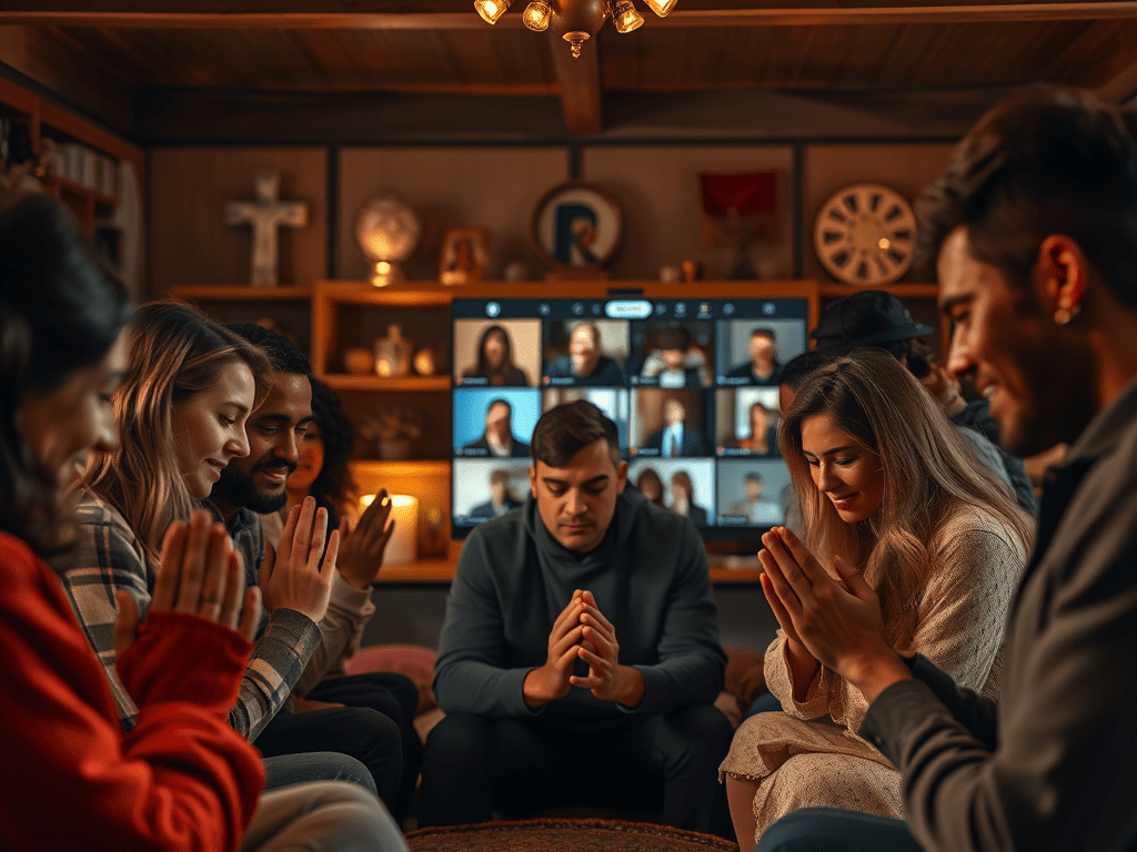 周二晚上的禱告聚會是在ZOOM线上举行